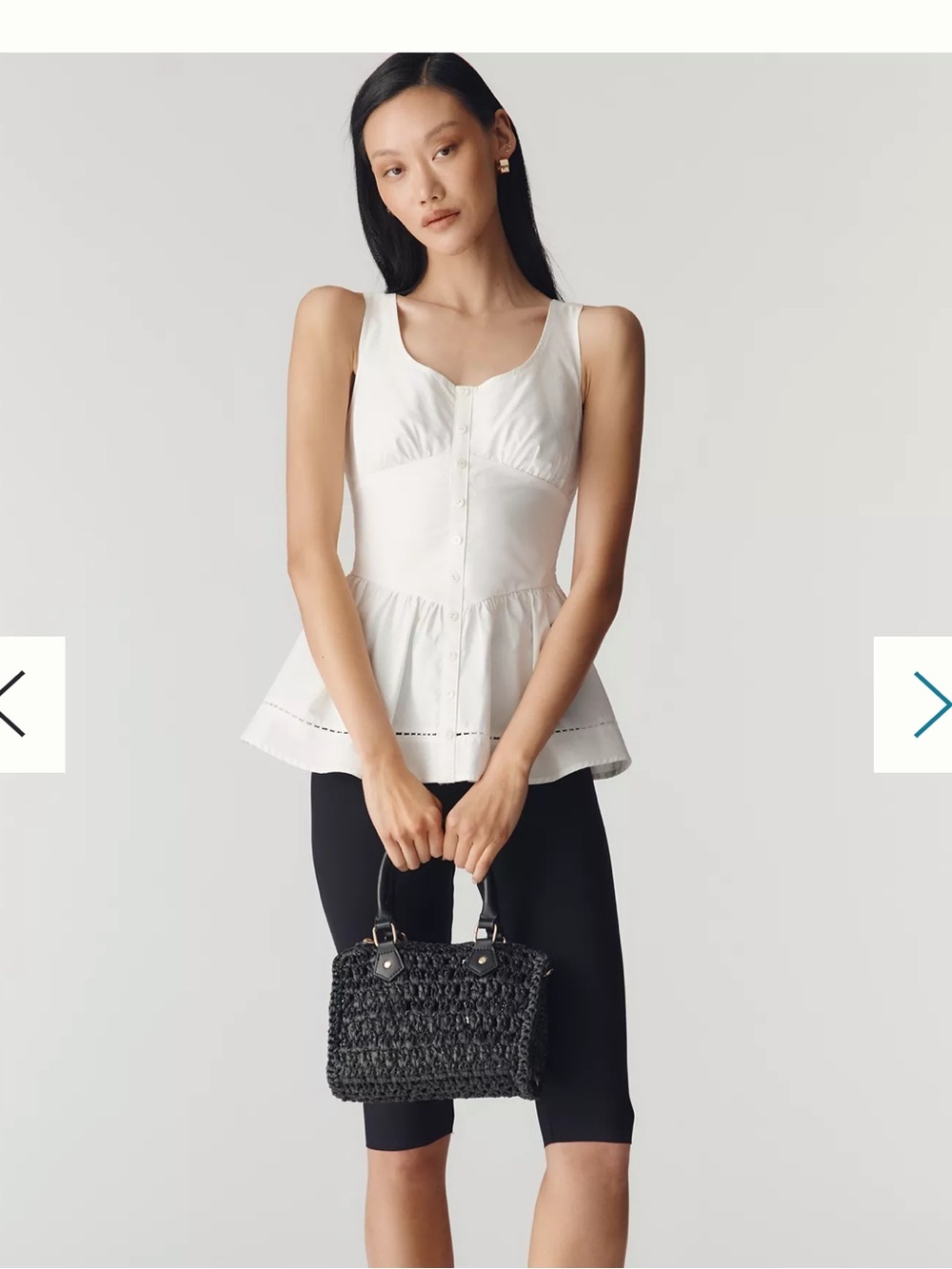 Anthropologie En Saison Britany White Peplum Cotton Blend Smocked Top Small - Picture 11 of 12